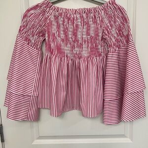 Pink and white off shoulder top